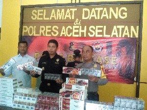 1.887.200 batang Rokok Tanpa Cukai di Amankan Polres Aceh Selatan