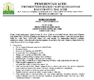 Hari Ini Baitul Mal Aceh Buka Seleksi Anggota Baru